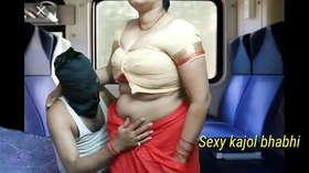 Indian aunty fucking in coach with her son in a journey and sucking cock and take cum in pussy