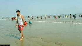 Desi bhabhi and her sister hot threesome sex with tourist boy at sea beach