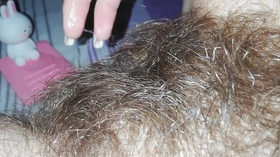 Quick masturbation in the bed Hairy pussy close up orgasm big clit cumming