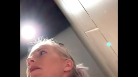 Horny in the restaurant&excl; Fingered on the toilet to orgasm