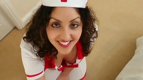 British Nurse collects patient sperm sample but ends up swallowing it deepthroat POV Indian